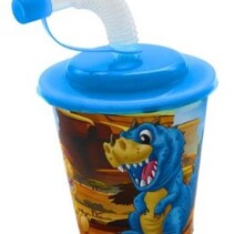 Drinkbeker 3D met deksel en rietje - Dino