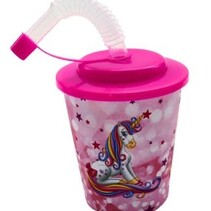 3D drinking cup with lid and straw - Unicorn