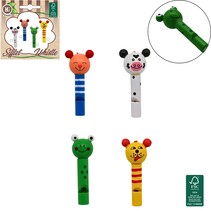 Wooden whistle animals 4 types, 7cm