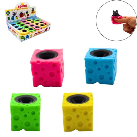 Squeeze cheese mouse 3,5cm, 4 assorti
