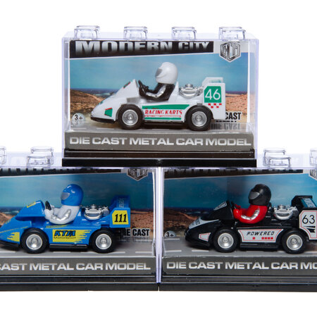 Die Cast Kart 10x4x6cm ass. kleuren stapelbaar