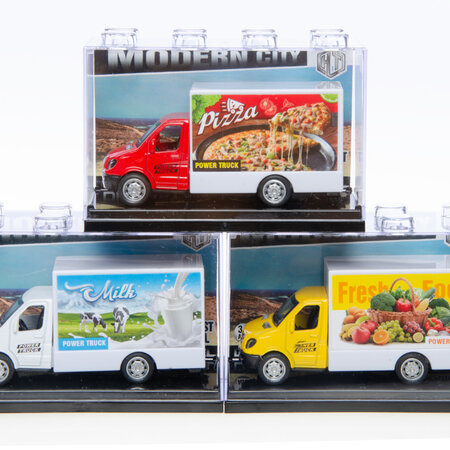 Die Cast Foodtruck 10x4x5cm ass. kleuren stapelbaar