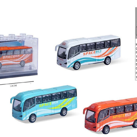 Die Cast Bus 10x4x6cm verschiedene Farben stapelbar
