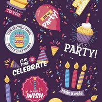 Lustiger Aufkleberbogen „Let's Party“ von Funny Products, 20 x 10 cm