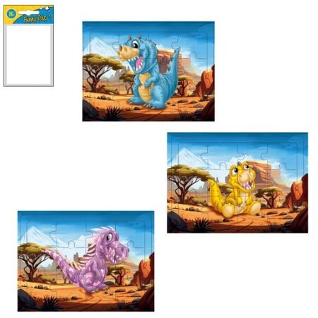Dino 12-teiliges Puzzle 8,5 x 12 cm 4 Stück.