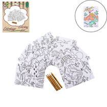 Dino coloring set with 4 pencils, 10x14cm