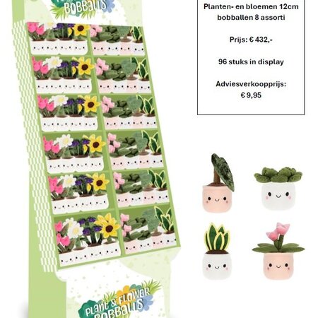 Plüsch 12 cm Gartenpflanzen, 8  sortiert im Display