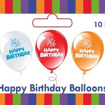 Happy Birthday 25cm ballonnen assorti 10 stuks