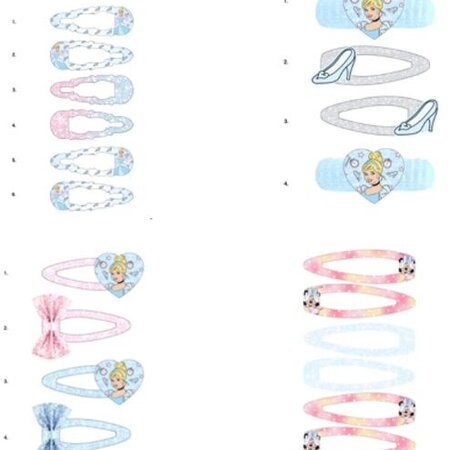 Disney Prinzessinnen Haarspangen, 4er-Pack, 12 x 8 cm