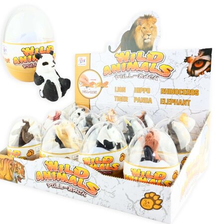Wild Animal pull-back, 5 assorti, 12cm