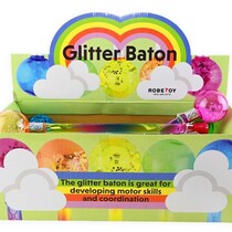 Glitter wand 30cm with pearls assorted 12 in display