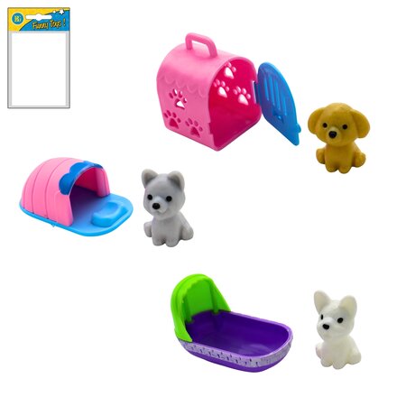 Hondje in een mandje 5.5cm, 3 assorti