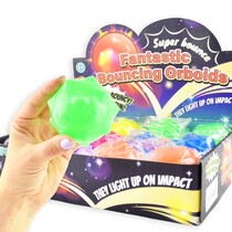 Bouncy ball 7.5cm with light, 6 assorted.