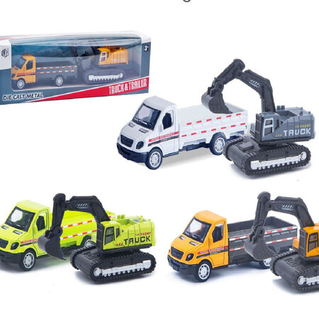 Diecast Truck & Excavator pull back 25x6x7cm