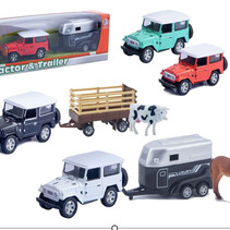 Die Cast car & trailer animal 27X6.5X8.5CM