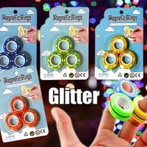 Magnetic Finger Rings - Glitter - 3pcs. op kaart