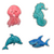 Anti-stress aquatic animals, 8–15 cm, 4 assorted designs.