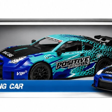 RC Super Racing Car XL - Blauw/Lichtblauw 47x22x14cm oplaadbare batterij