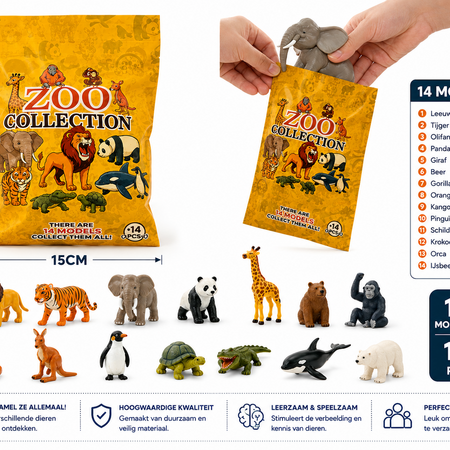 Jungle dieren 8-16cm in surprise zakje 15x24cm - 14ass.