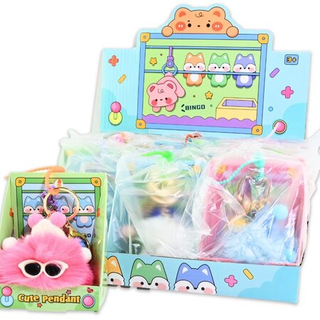 Keyring Fluffy Genie 14cm ass. in luxe box