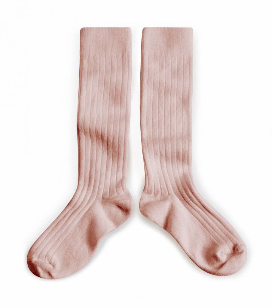 Collegien Knee Socks Egyptian Cotton Ribbed Vieux Rose Old Pink Size 21 To 35 Truly Wooly Kids Feelgood Childrenswear