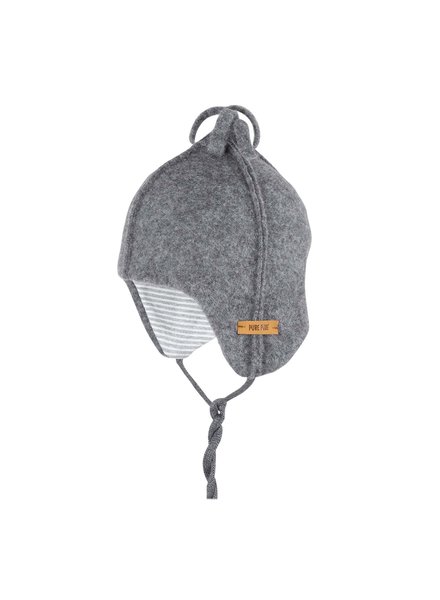Pure Pure by Bauer - woolen hat  -  100% organic merino wool fleece - grey