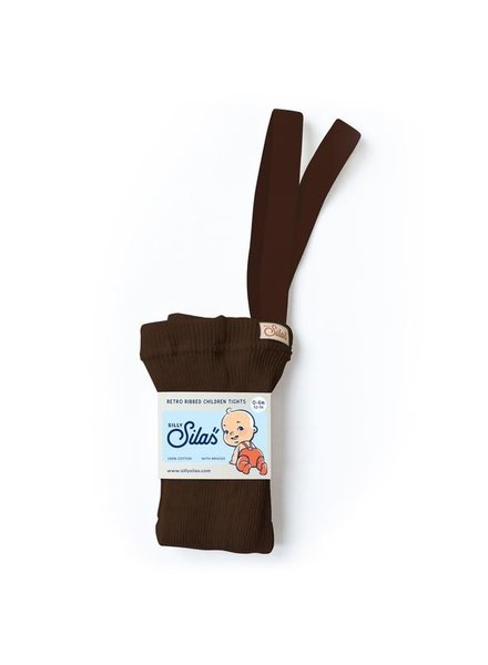 Silly Silas tights with braces - 100% cotton - chocolate brown - 0 m to 3 years