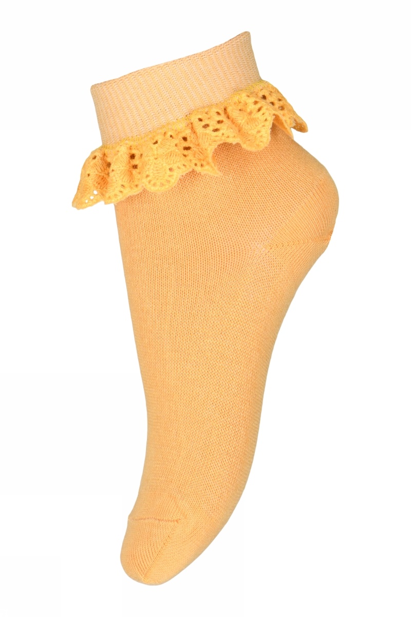 MP Denmark short sock FILIPPA with ruffles - 80% cotton - soft yellow - size 19 to 36