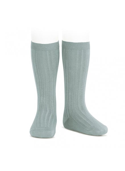 Condor knee socks - ribbed cotton - pale jade - size 00 to 41
