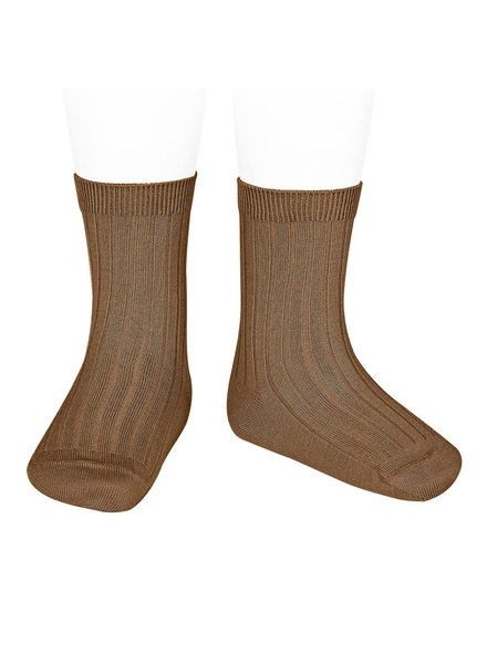 Condor short socks - ribbed cotton - toffee - size 18 to 41