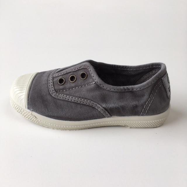 NATURAL WORLD eco kids sneakers OLD LAVANDA - organic cotton - stone washed anthracite - 21 to 34