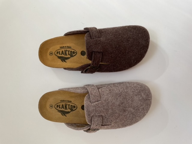 PLAKTON woolen CLOGS slippers - 100% wool felt / cork sole - beige - 343 to 46