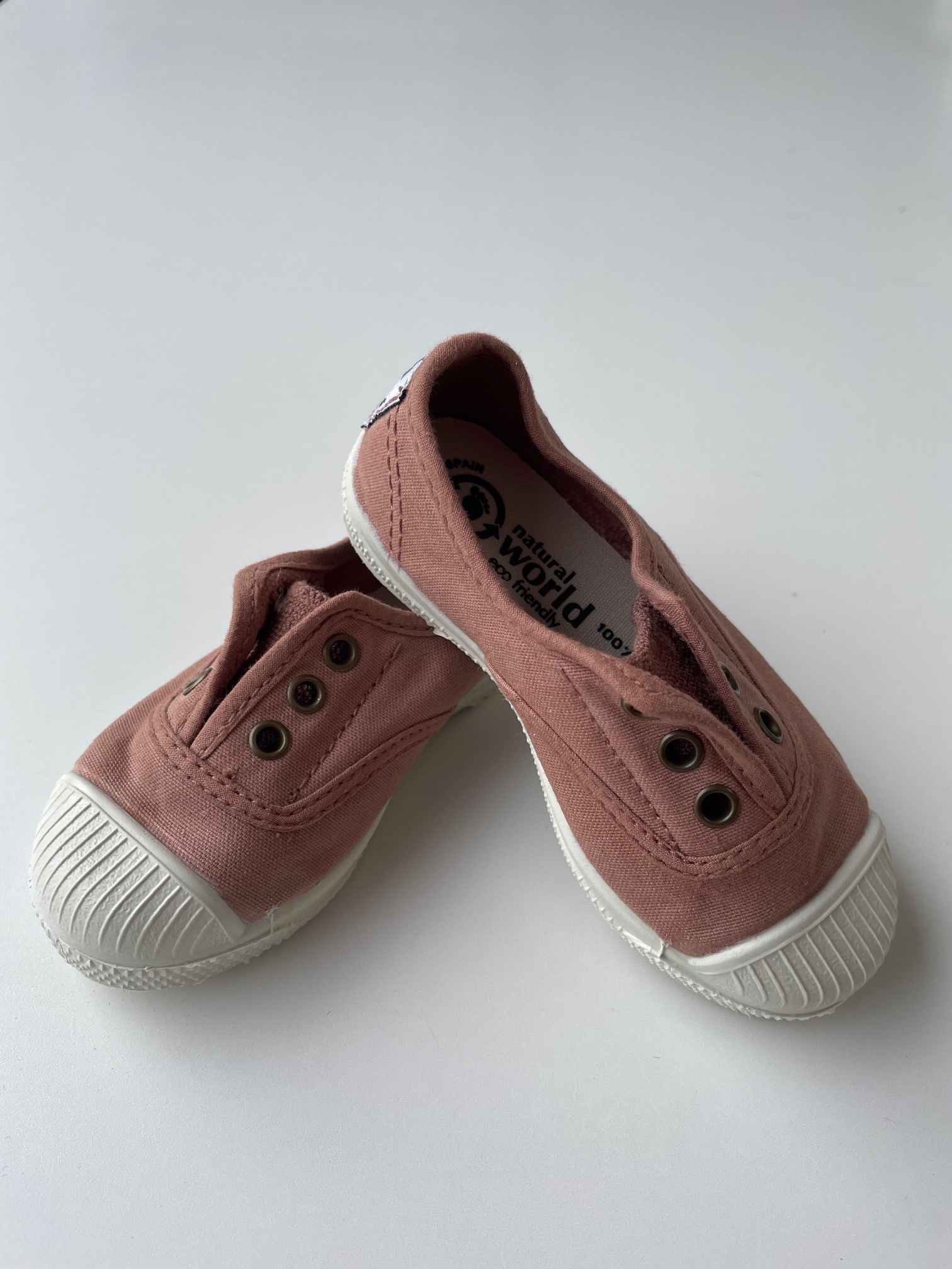 NATURAL WORLD eco kinder sneakers LAVANDA - biologisch katoen  - klei roze - 21 tm 34