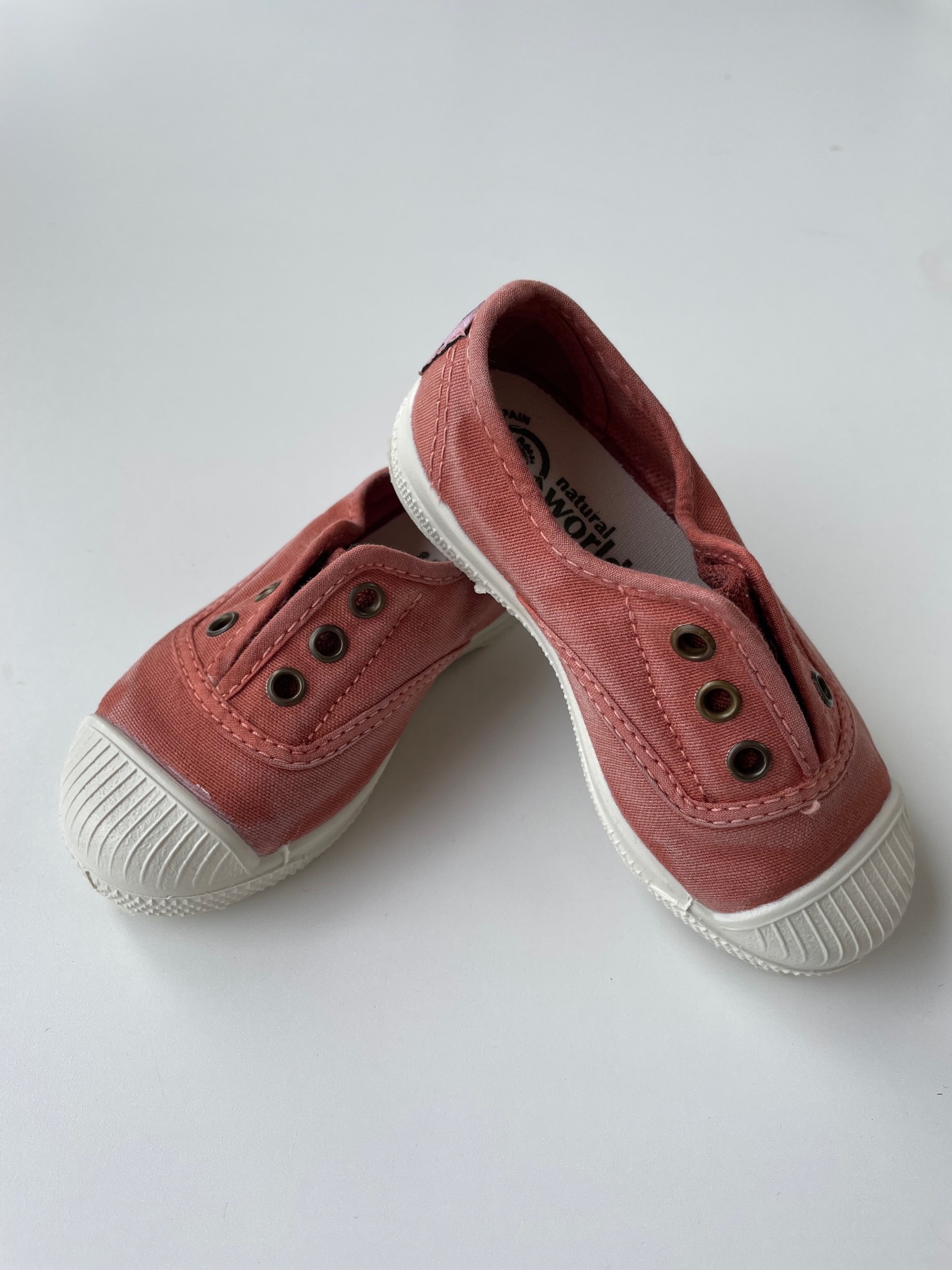 NATURAL WORLD eco kinder sneakers OLD LAVANDA - organic cotton - stone washed terracotta - 21 tm 34
