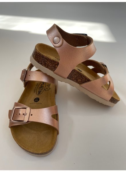PLAKTON leather cork sandal child LISA - metallic shine leather - metallic pink - 24 to 39