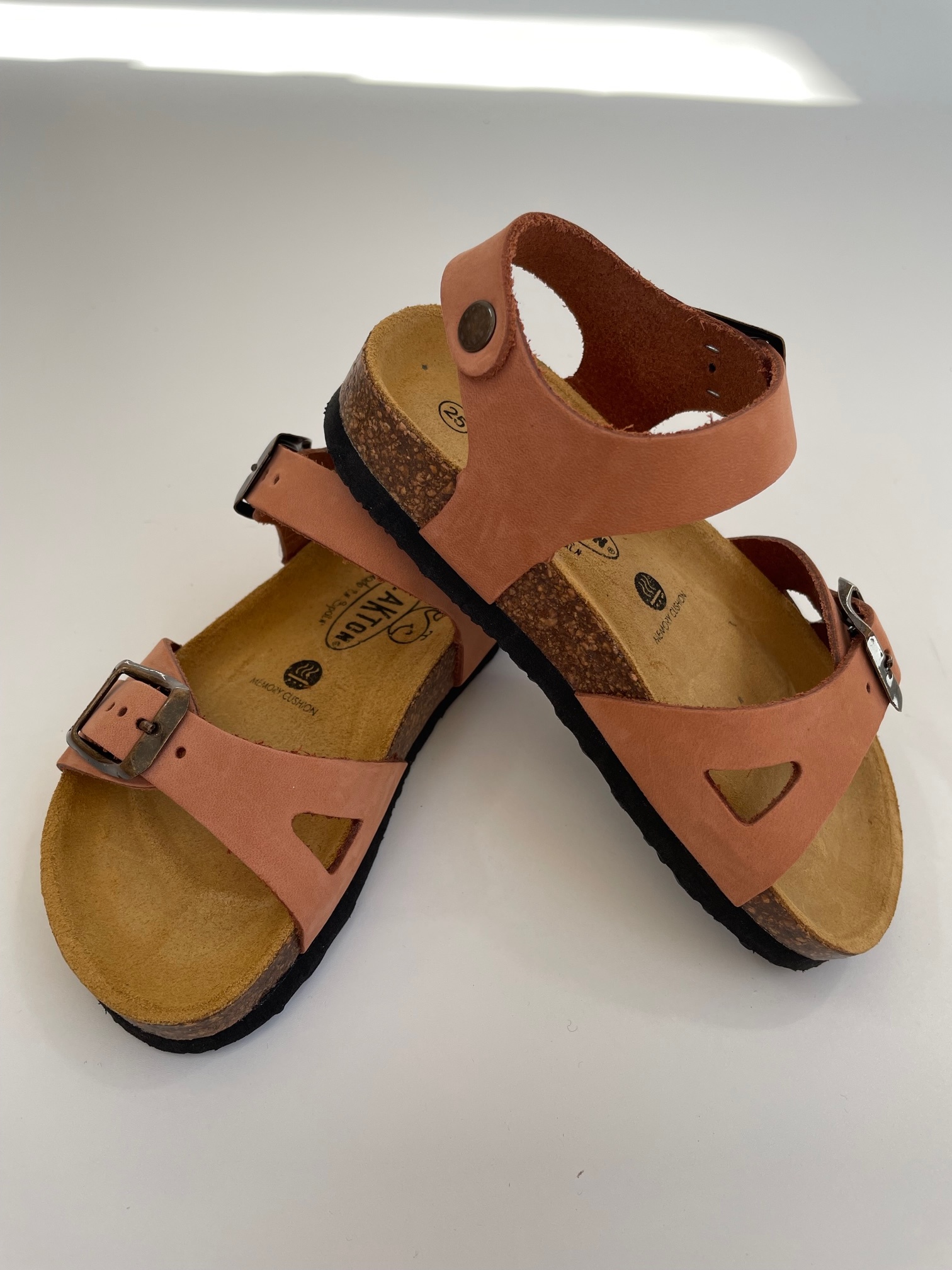 PLAKTON leather cork sandal child LISA - nubuck leather - terracotta - 25 to 40