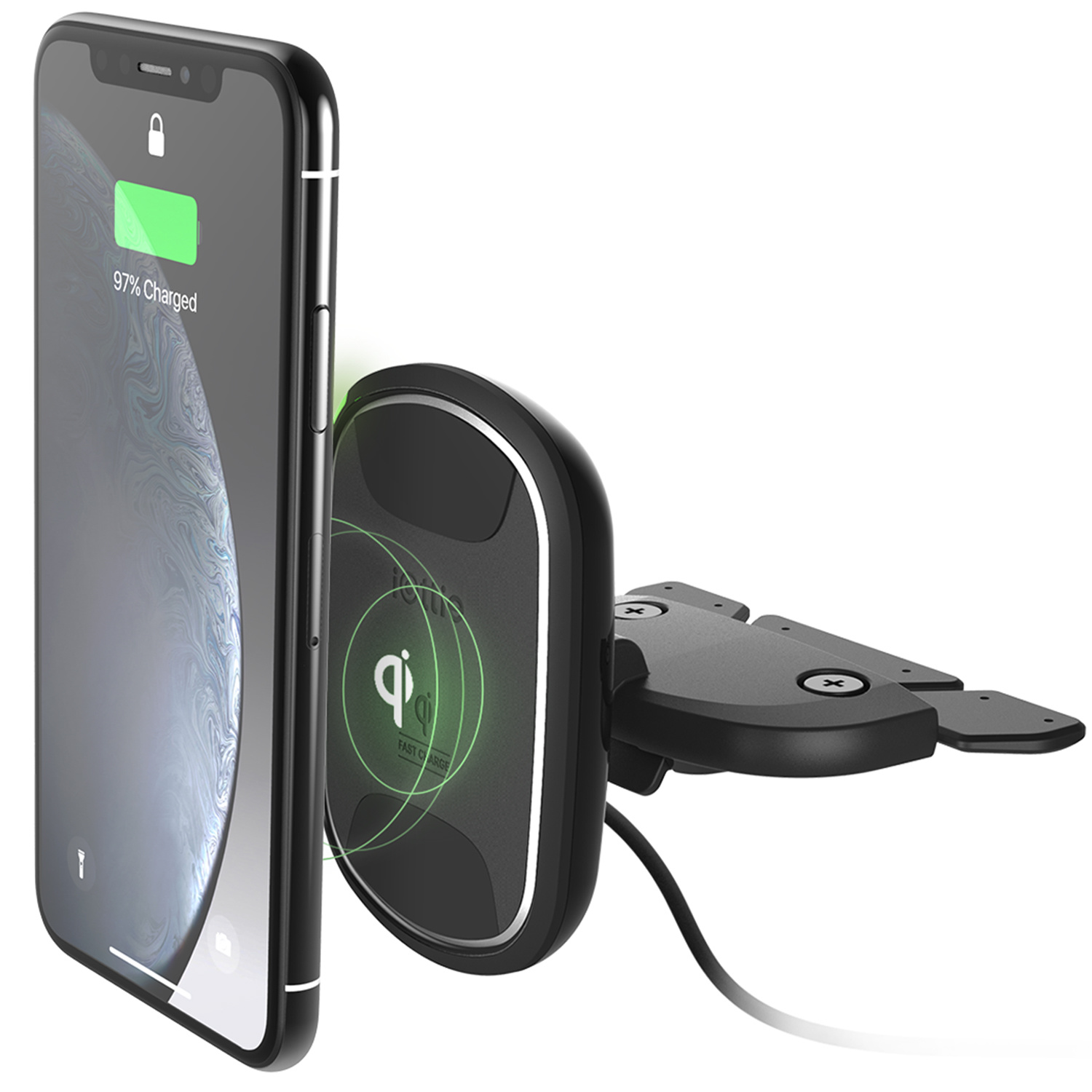 Iottie Itap 2 Wireless Fast Charging Cd Slot Mount Schwarz