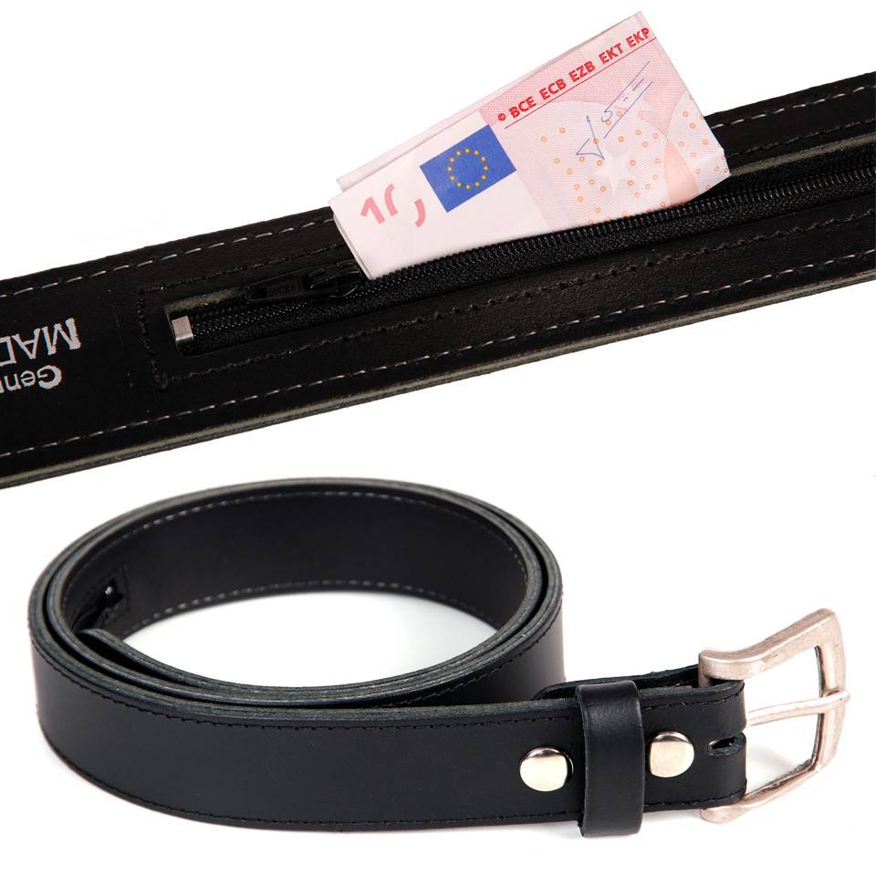 Leather money belt Zwart Yankee Supply