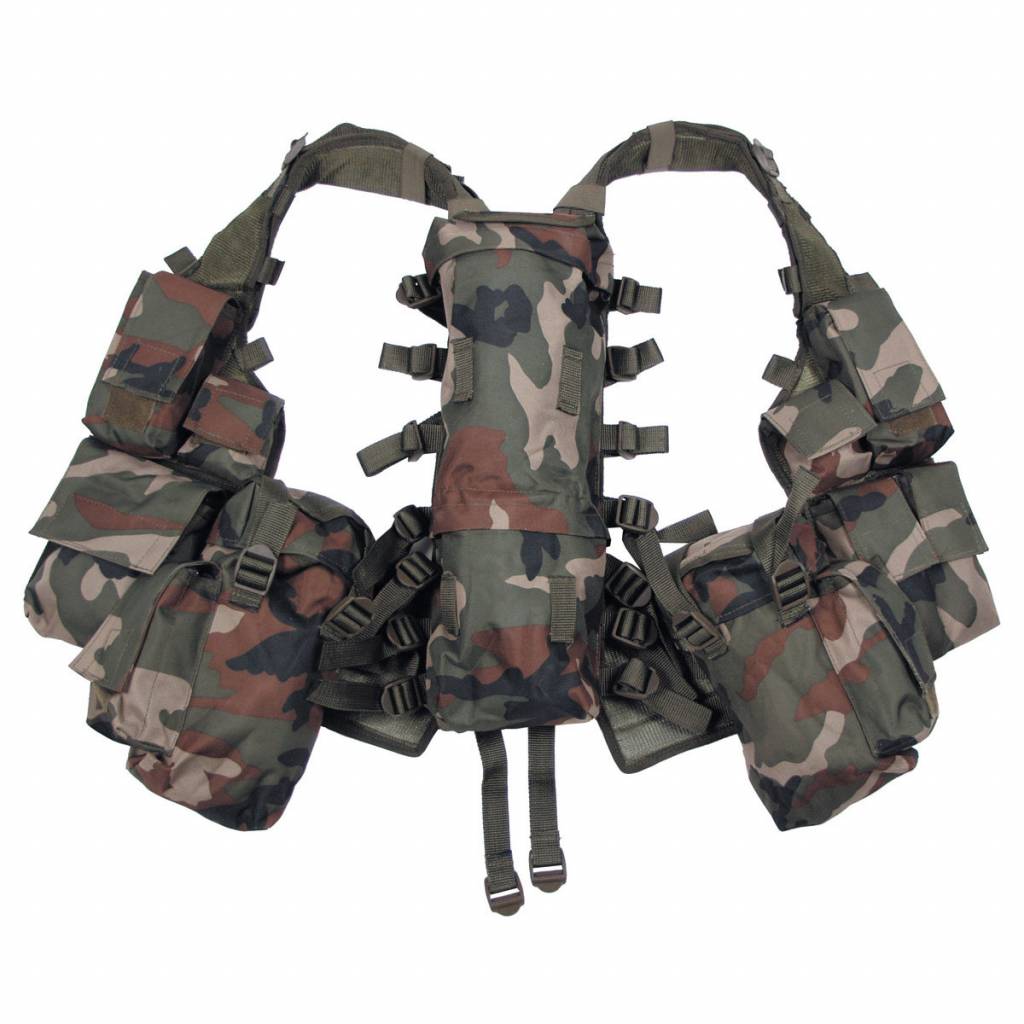 Tactical Vest, woodland camouflage, met verschillende vakken Yankee