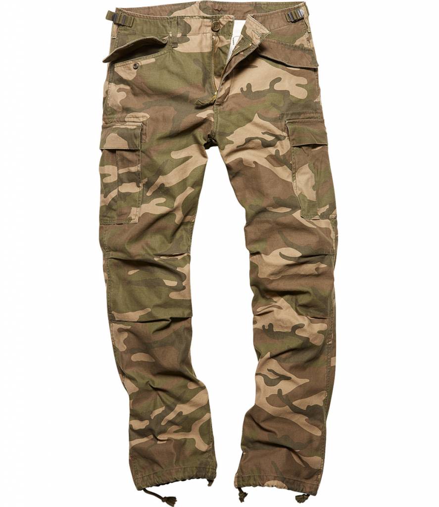 Vintage Industries M65 heavy satin pants woodland cargo broek Yankee