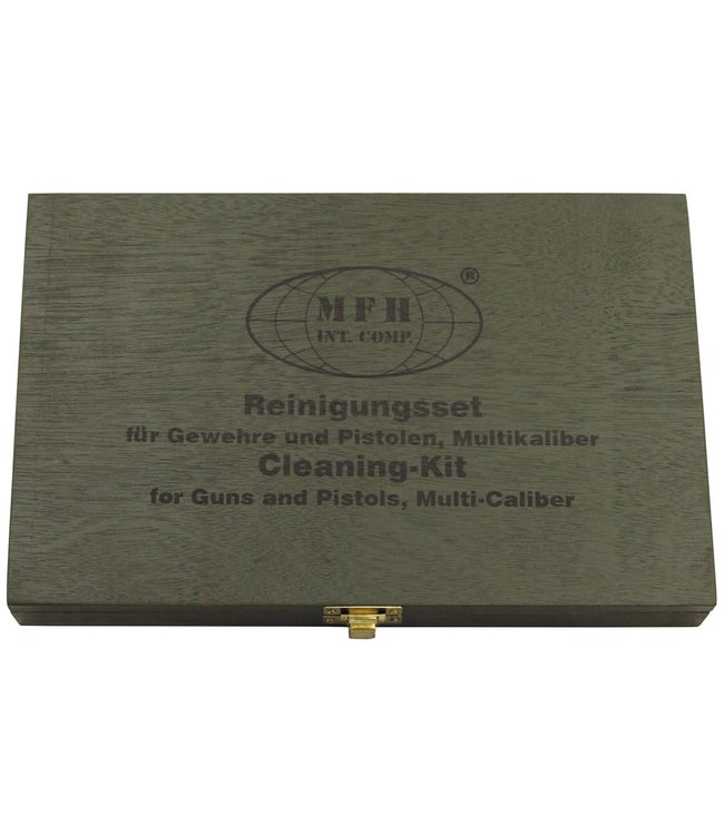 Cleaning Kit, universal, for gun/pistol, wooden box