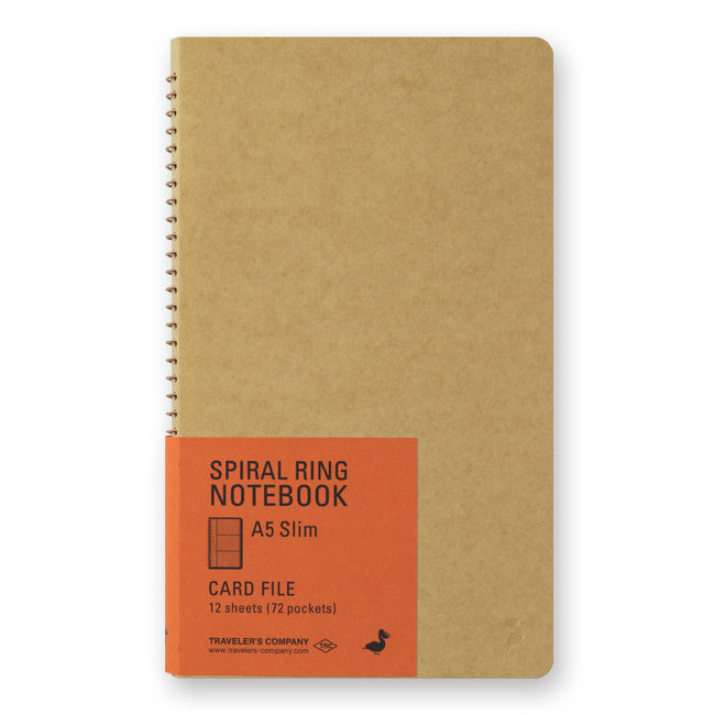 SPIRAL RING NOTEBOOK A5 Slim Card File 12 Sheets (72 Pockets)