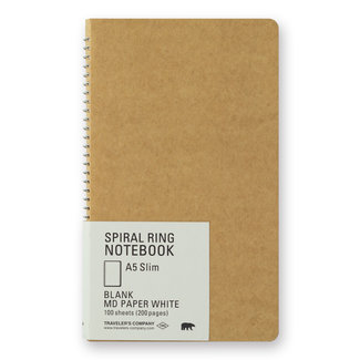 TRAVELER'S COMPANY SPIRAL RING NOTEBOOK A5 Slim Blank MD Paper White 100 Sheets (200 Pages)