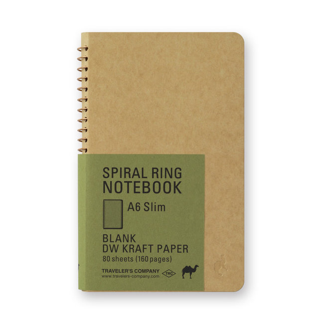 SPIRAL RING NOTEBOOK A6 Slim Blank Dw Kraft Paper 80 Sheets (160 Pages)