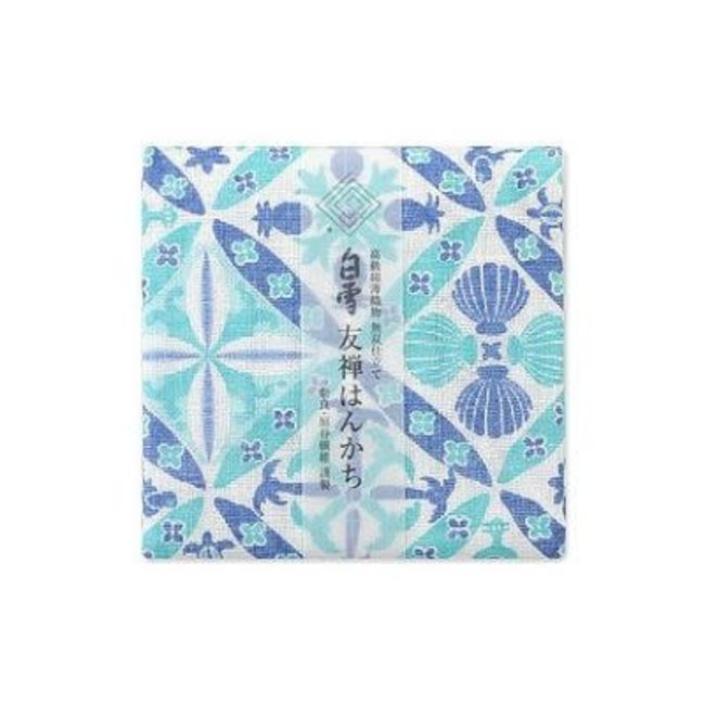 Shirayuki Fukin Handkerchief 30Cm X 30 Cm Hawaian Quilt Blue