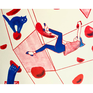 TAKAKO COPELAND A3 Riso Print/ Climbing Cat Print/ Takako Copeland