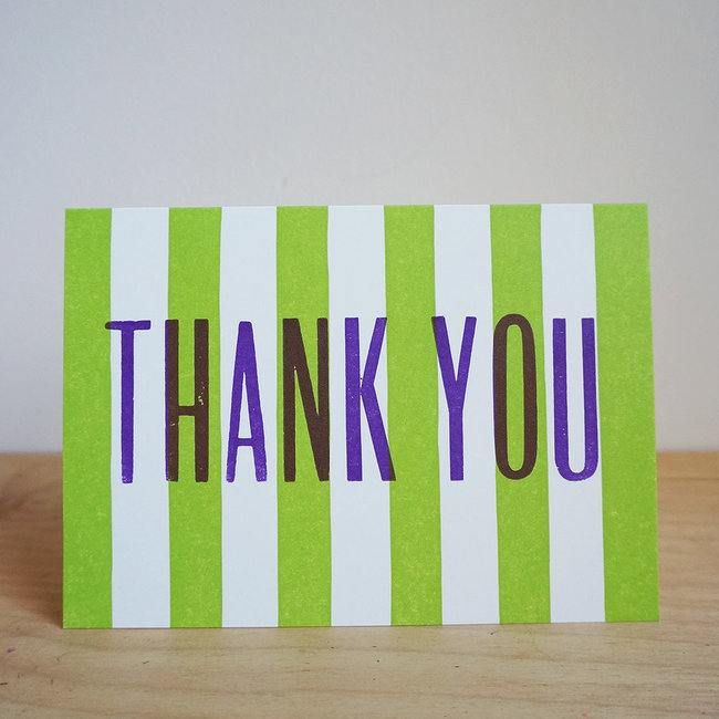 Card: Green Stripe Thank You/ Takako Copeland