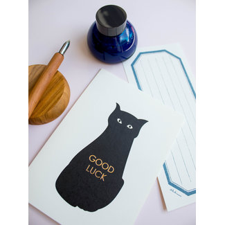 TAKAKO COPELAND Lucky Black Cat/ Greeting Card
