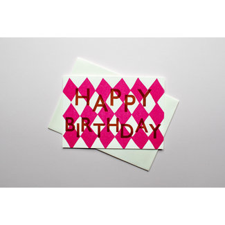 TAKAKO COPELAND Harlequin Birthday Raspberry / Greeting Card