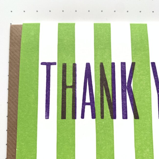 Card: Green Stripe Thank You/ Takako Copeland